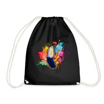 Jazz Gift Saxophone Music Instrument Wind Music - Drawstring Bag - black - Front