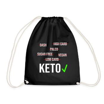 Keto Diet Carbohydrates Ketosis Calories Bacon Eggs - Drawstring Bag - black - Front