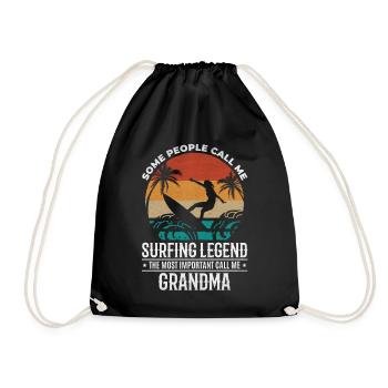 Water surfer Grandma Water surfing Grandma Surfing - Drawstring Bag - black - Front