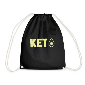 Keto Diet Carbohydrates Ketosis Calories Bacon Eggs - Drawstring Bag - black - Front