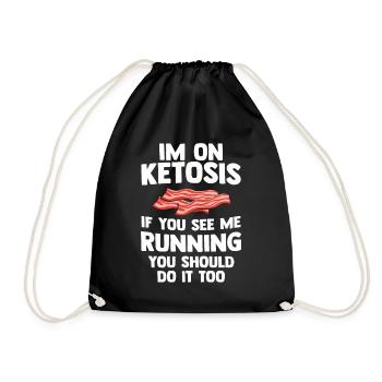 Keto Gift for Diet Calories Bacon Ketogenic Eggs - Drawstring Bag - black - Front
