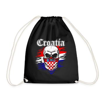 Kroatien Tshirt - Turnbeutel - Schwarz - Vorne
