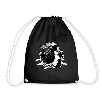 Schwein Geschenk Schweinchen Kinder Ferkel Sau Pig - Turnbeutel - Schwarz - Vorne