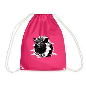 Pig Gift Piglet Kids Piglet Pig Pig - Drawstring Bag - fuchsia - Front