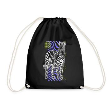 Zebra Gift Black and White Safari Savannah Steppe - Drawstring Bag - black - Front