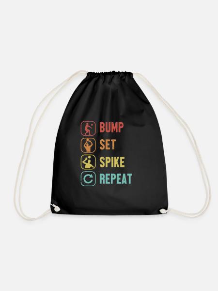 Bump Set Spike Repeat Volleyballfreak Volleyball - Turnbeutel - Schwarz
