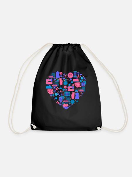 Women's Heart Sewing Knitting - Turnbeutel - Schwarz