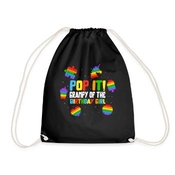 Pop It Grampy of the Birthday Girl Fidget Kids - Drawstring Bag - black - Front