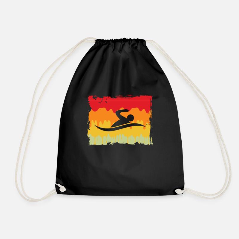 Schwimmen Retro - Turnbeutel - Schwarz