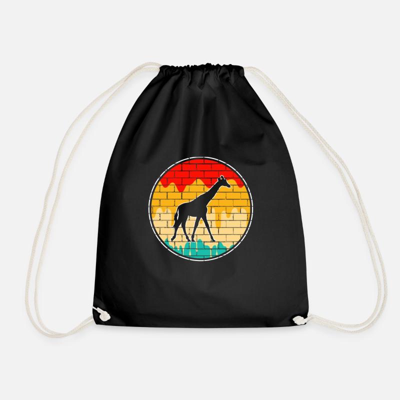 Giraffe Retro - Turnbeutel - Schwarz