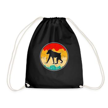 Affe Retro - Turnbeutel - Schwarz - Vorne