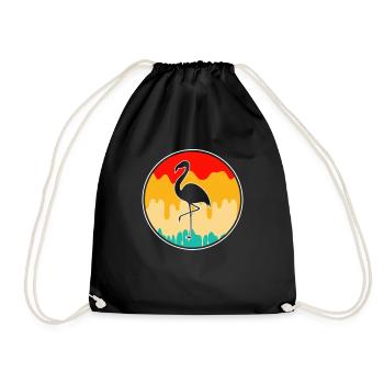Flamant Rose Rétro - Sac de sport léger - noir - Devant