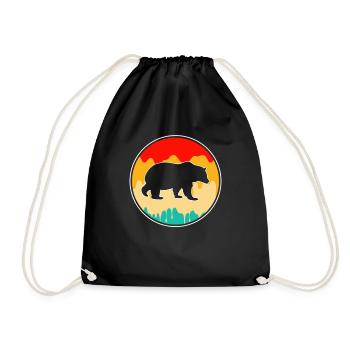 Bär Retro - Turnbeutel - Schwarz - Vorne