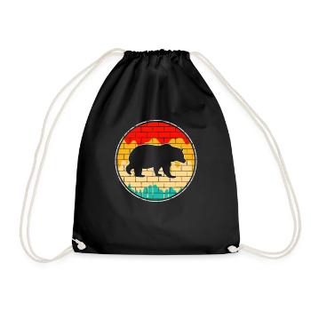 Bär Retro - Turnbeutel - Schwarz - Vorne