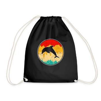 Delfin Retro - Turnbeutel - Schwarz - Vorne