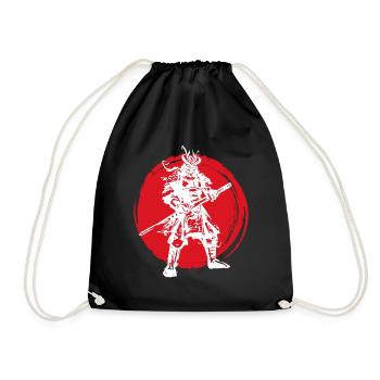 Samurai Japanese Warrior Blood Moon Design - Drawstring Bag - black - Front