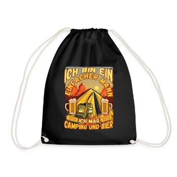 Ich Bin Ein Einfacher Mann Ich Mag Camping Bier - Turnbeutel - Schwarz - Vorne