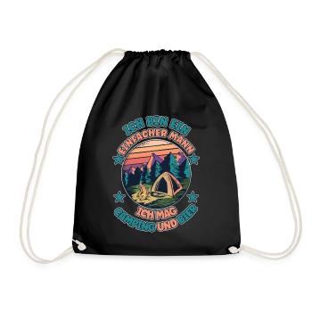 Ich Bin Ein Einfacher Mann Ich Mag Camping Bier - Turnbeutel - Schwarz - Vorne