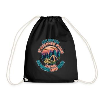Ich Bin Ein Einfacher Mann Ich Mag Camping Bier - Turnbeutel - Schwarz - Vorne
