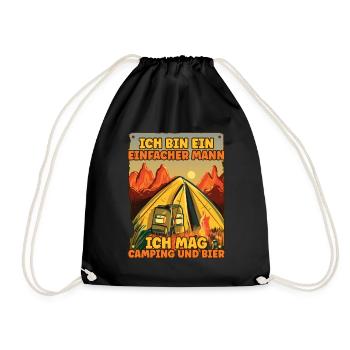 Ich Bin Ein Einfacher Mann Ich Mag Camping Bier - Turnbeutel - Schwarz - Vorne