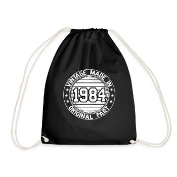 Vintage Made In 1984 Original Part Birthday 1984 - Drawstring Bag - black - Front