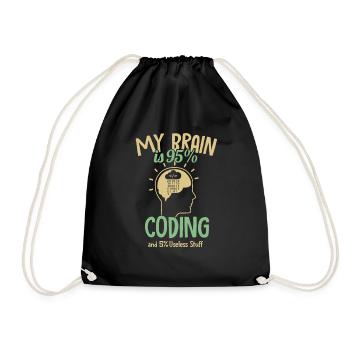 My Brain is 95% Coding Full Stack Coder Software - Drawstring Bag - black - Front