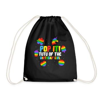 Pop It Tutu of the Birthday Girl Fidget Kids - Drawstring Bag - black - Front