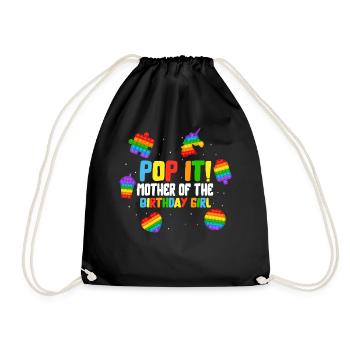 Pop It Mother of the Birthday Girl Fidget Kids - Drawstring Bag - black - Front