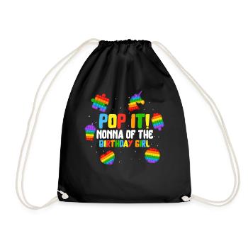 Pop It Nonna of the Birthday Girl Fidget Kids - Drawstring Bag - black - Front