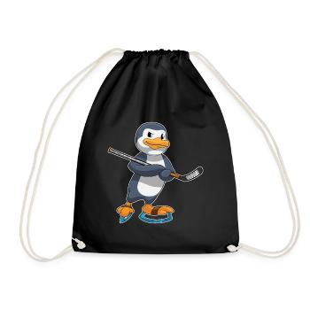 Pinguin Eishockey Eishockeyschläger - Turnbeutel - Schwarz - Vorne