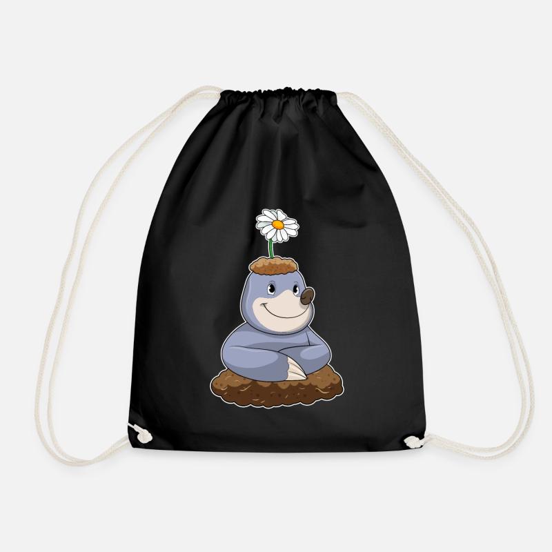 Maulwurf mit Gänseblümchen Blume - Turnbeutel - Schwarz