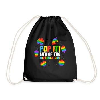 Pop It Lito of the Birthday Girl Fidget Kids - Drawstring Bag - black - Front