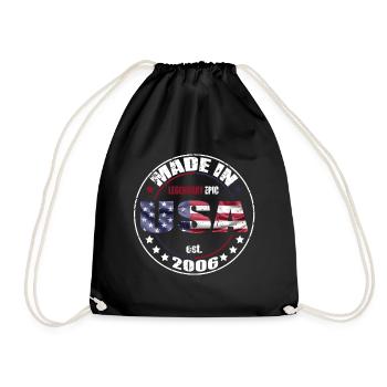 Geburtstag Spruch geboren USA 2006 - Turnbeutel - Schwarz - Vorne