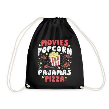 Movies Popcorn Geschenk - Turnbeutel - Schwarz - Vorne