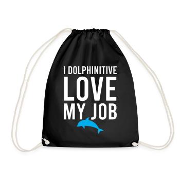 I Dolphinitive Love My Job - Marine Biologist Pun - Drawstring Bag - black - Front