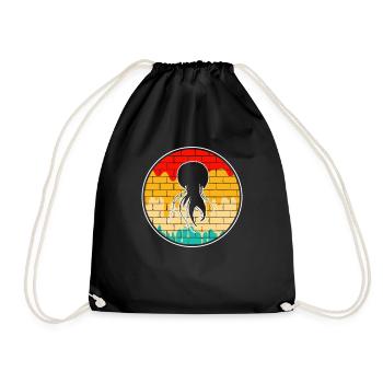 Qualle Retro Logo - Turnbeutel - Schwarz - Vorne