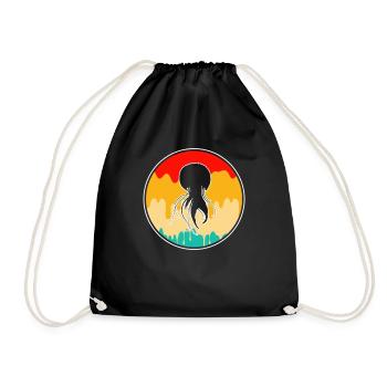Jellyfish Retro - Drawstring Bag - black - Front