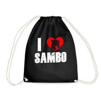 I love Sambo martial arts martial arts training - Drawstring Bag - black - Front