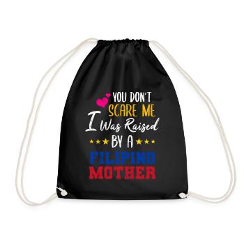 Philippines Filipina Flag Son Mother I Gift - Drawstring Bag - black - Front