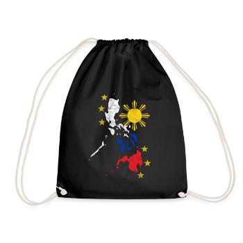 Philippines Filipino Flag Sun Pride I Gift - Drawstring Bag - black - Front