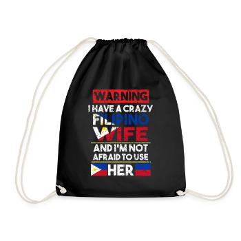 Philippines Filipina Flag Woman Marriage I Gift - Drawstring Bag - black - Front