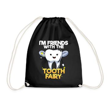 Dentist Dental Assistant Tooth Fairy I Gift - Drawstring Bag - black - Front