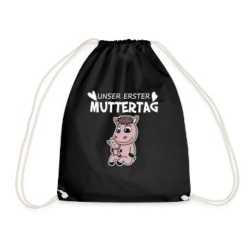 Muttertag - erster Muttertag Geschenk - Turnbeutel - Schwarz - Vorne