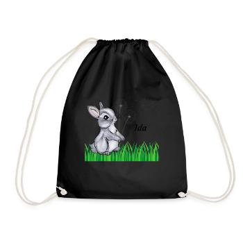 Hase Name Geschenk Ida - Turnbeutel - Schwarz - Vorne