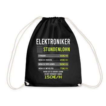 Elektroniker Spruch Arbeitsshirt Kollegen Geschenk - Turnbeutel - Schwarz - Vorne