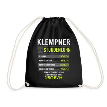 Klempner Spruch Arbeitsshirt Kollegen Geschenk - Turnbeutel - Schwarz - Vorne