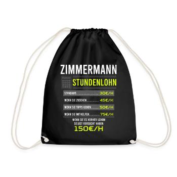 Zimmermann Spruch Arbeitsshirt Kollegen Geschenk - Turnbeutel - Schwarz - Vorne