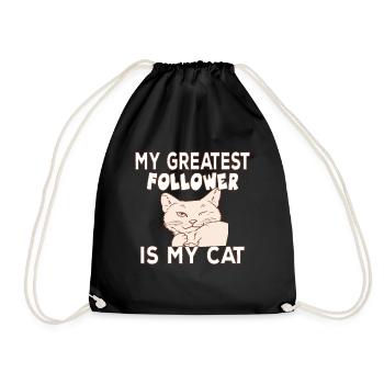 My Greatest Follower Is My Cat Cat Owner - Drawstring Bag - black - Front