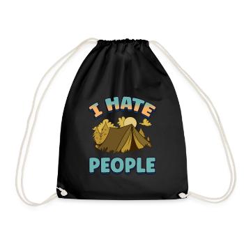 I hate people camping colorful tents campfire - Drawstring Bag - black - Front