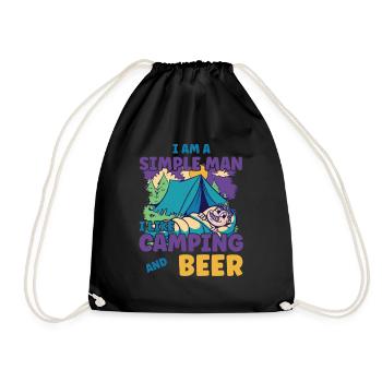 Ich Bin Ein Einfacher Mann Ich Mag Camping Bier - Turnbeutel - Schwarz - Vorne